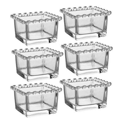 Jogo 6 Mini Bowl De Vidro Pequeno Borda De Coração Cristal Formato Quadrado 130ml 8cm Lyor