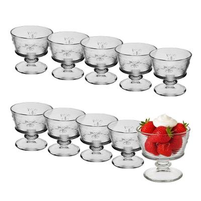 Jogo 10 Taça De Sobremesa Vidro Transparente Lines Butterfly Borboleta Wolff 240ml