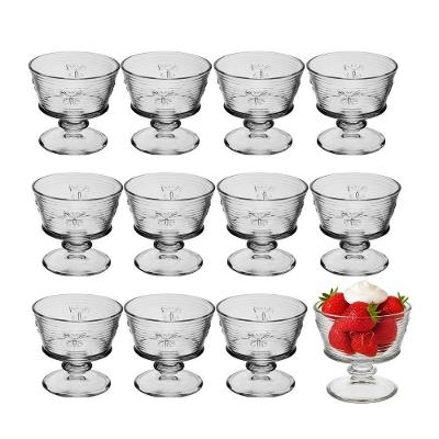 Jogo 12 Taça De Sobremesa Vidro Transparente Lines Butterfly Borboleta Wolff 240ml