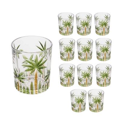 Jogo 12 Copos De Whisky água Baixo Cristal Coqueiro Palm Tree Wolff 340ml