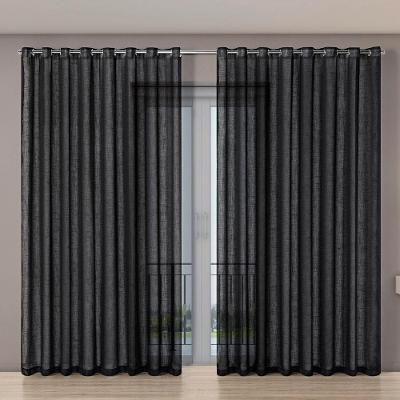 Cortina Voil Gaze De Linho 2,80m X 2,30m 100% Poliéster - Preto