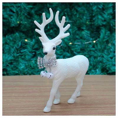 Kit 2 Enfeites Decorativos Rena Branca Com Guizo Natal 21cm