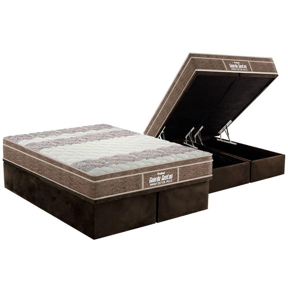 Cama Box Baú Queen: Colchão Anatômico Probel D33 / Ep Próintense Plus + Base Brown(158X198) - 1