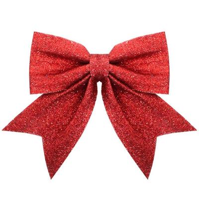 Enfeite árvore Natal Laço Lacinho Vermelho Glitter Brilhante 2 Peças 14cm