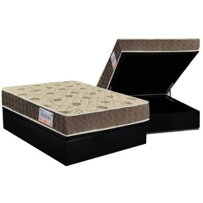 Cama Box Baú Casal Kit Colchão Ortopédico D33 Suede Black 138x188 Orthoflex