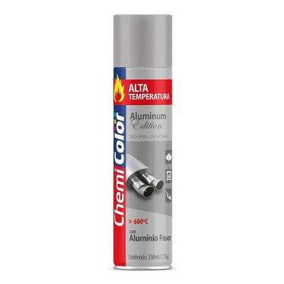 Tinta Spray 350ml Alta Temperatura Interno E Externo Secagem Rápida - Chemicolor Cor Alumínio Fosco