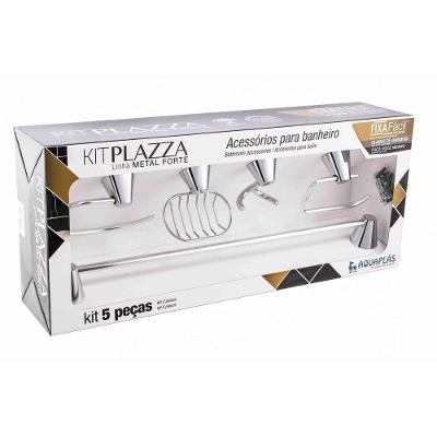 Kit De Banheiro Linha Plazza 5 Peças Cromado