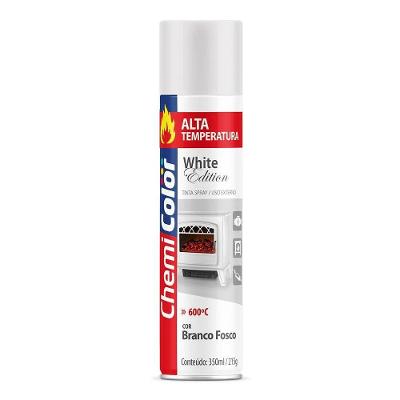 Tinta Spray 350ml Alta Temperatura Interno E Externo Secagem Rápida - Chemicolor Cor Branco Fosco