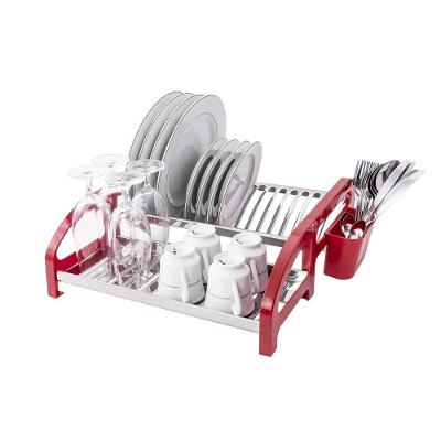 Escorredor 16 Pratos Aço Inox Tipo Cama Vermelho Domum