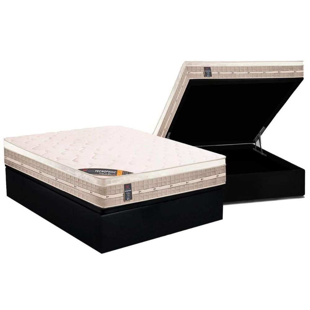 Cama Box Baú Casal: Colchão Molas Castor Bonnel Premium Tecnopedic + Base CRC Suede Black(138x188) - 1
