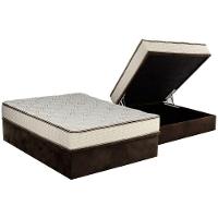 Cama Box Baú Casal: Colchão Molas Bonnel Luckspuma Montreal Spring + Base CRC Suede Brown(138x188) - 1