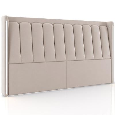 Cabeceira Cama Box Queen Estofada Com Led 160cm Moan P05 Veludo Bege - Lyam Decor