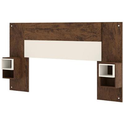 Cabeceira Para Cama Box Casal E Solteiro Com Mesas Laterais Quioto V01 Imbuia Champanhe - Lyam Decor