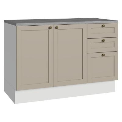 Balcão De Pia 120 Cm 2 Portas 3 Gavetas (com Tampo) Branco-crema Vik Madesa Branco-crema