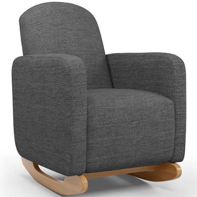 Poltrona De Amamentação Com Balanço Orgânica Saori W01 Linho Cinza Escuro - Lyam Decor