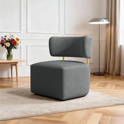 Poltrona Decorativa Orgânica Maya Linho Ferro Dourado - Pallazio Cor Grafite