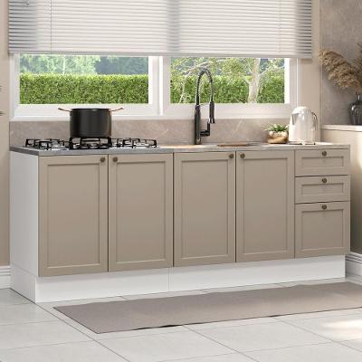 Kit Com 2 Balcões De Cozinha 3 Gavetas 4 Portas (sem Tampo E Pia) Branco-crema Vik Madesa 01