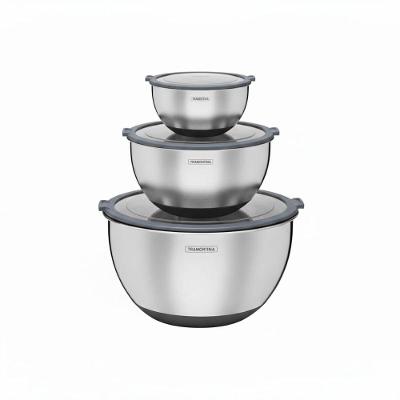 Conjunto de Bowls KIT61225 em Aço Inox com Tampa Vedação Hermética para Cozinha Tramontina