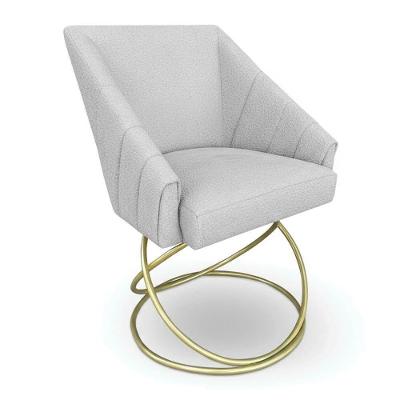 Poltrona Luxo Alana Bouclê Cinza Base Luxo Dourado - Pallazio