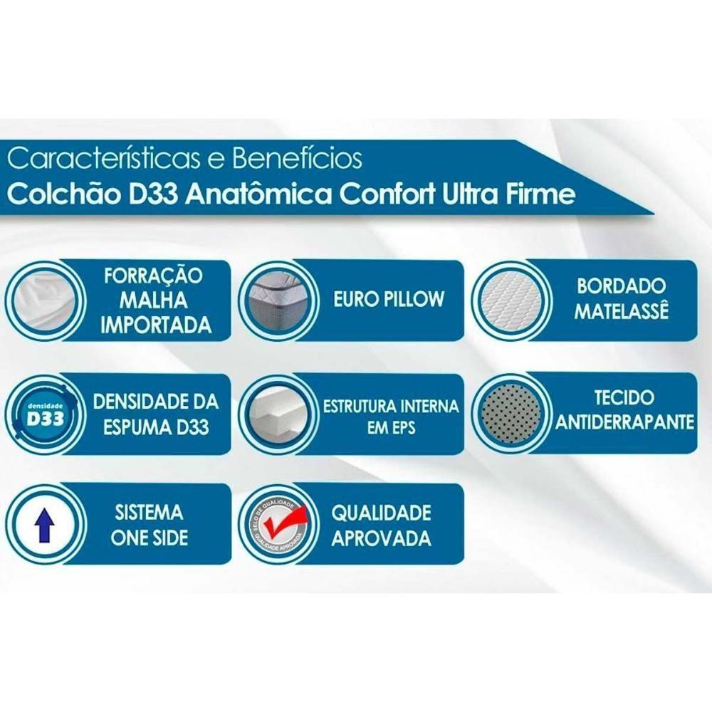 Cama Box c/Auxiliar Solteiro: Colchão Espuma Paropas D33 Confort Ultra Firme + Tricama Base CRC Rústico White(88x188) - 6