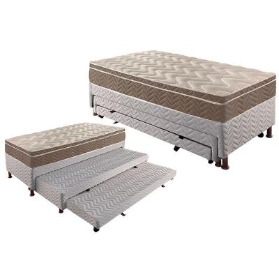 Cama Box c/Auxiliar Solteiro: Colchão Espuma Paropas D33 Confort Ultra Firme + Tricama Base CRC Rústico White(88x188)