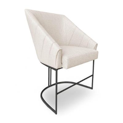 Poltrona Luxo Alana Linho Bege Base Ferro Preto - Pallazio