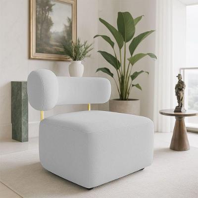 Poltrona Decorativa Orgânica Maya Boucle Cinza Ferro Dourado - Pallazio