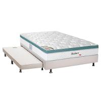 Cama Box C/Auxiliar Casal: Colchão Herval Masterpocket Meditare + Base Crc Courano Branco(138X188) - 1
