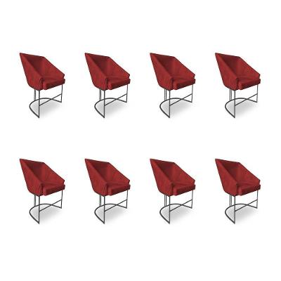 Kit 8 Poltronas Luxo Alana Suede Base Ferro Preto - Pallazio Cor Vermelho