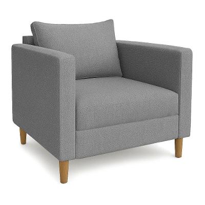 Poltrona Decorativa Milena Linho Pés De Madeira - Pallazio Cor Cinza