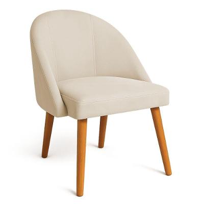 Cadeira Poltrona De Jantar Luna Suede Pés Palito Castanho - Pallazio Cor Bege