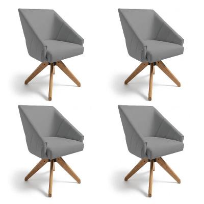 Kit 4 Poltronas Giratórias Alana Suede Base De Madeira - Pallazio Cor Grafite