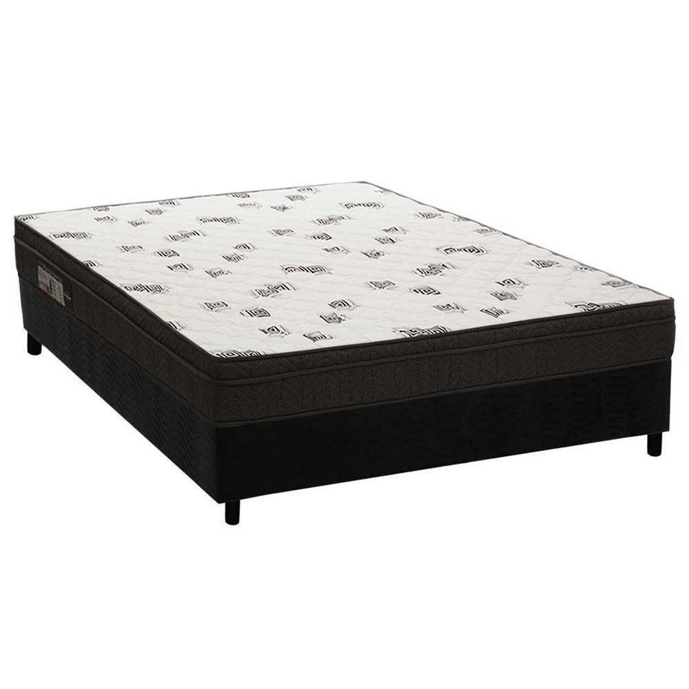Cama Box Casal: Colchão Espuma Ortobom D45 Light + Base CRC Suede Black(138x188) - 1