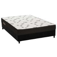 Cama Box Casal: Colchão Espuma Ortobom D45 Light + Base CRC Suede Black(138x188) - 1