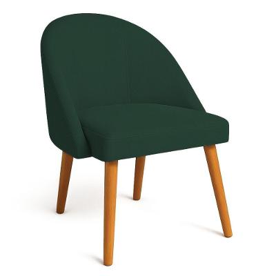 Cadeira Poltrona De Jantar Luna Suede Verde Pés Palito Castanho - Pallazio