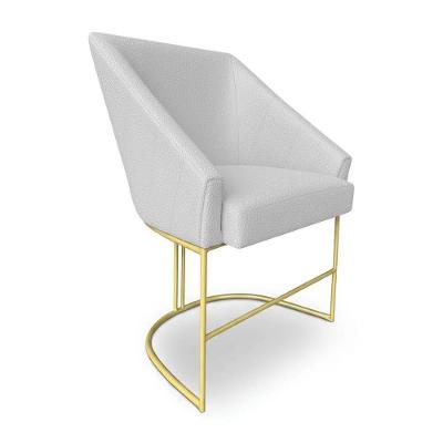 Poltrona Luxo Alana Bouclê Cinza Base Ferro Dourado - Pallazio