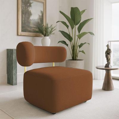 Poltrona Decorativa Orgânica Maya Veludo Ferro Dourado - Pallazio Cor Terracota