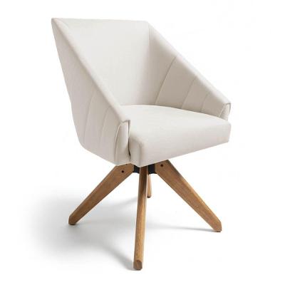 Poltrona Giratória Alana Suede Base De Madeira - Pallazio Cor Bege