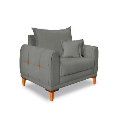 Poltrona Livia Veludo Pés De Madeira - Pallazio Cor Grafite