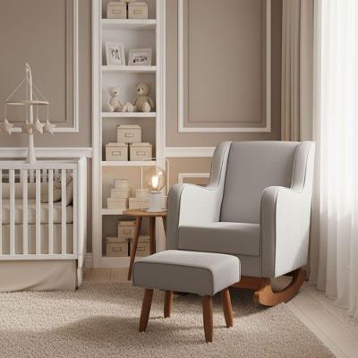 Poltrona Amamentação Com Balanço Naná E Puff Suede - Pallazio Cor Cinza