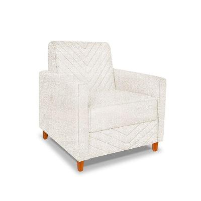 Poltrona Camila Linho Natural Pés De Madeira - Pallazio