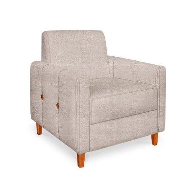 Poltrona Zoe Linho Areia Pés De Madeira - Pallazio