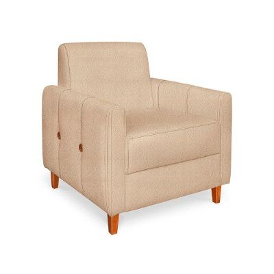 Poltrona Zoe Linho Dourado Pés De Madeira - Pallazio