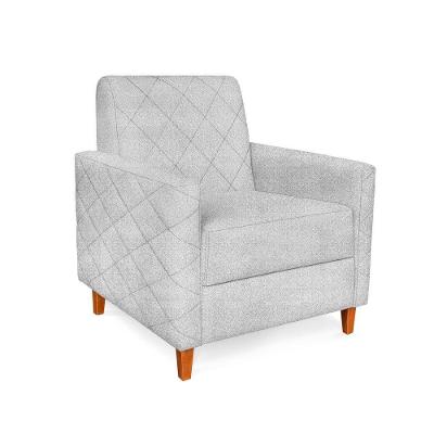 Poltrona Liana Linho Pés De Madeira - Pallazio Cor Cinza