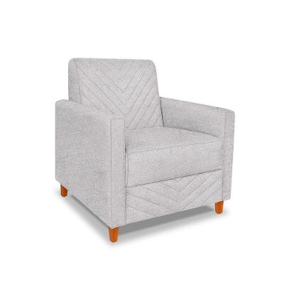 Poltrona Camila Bouclê Cinza Pés De Madeira - Pallazio