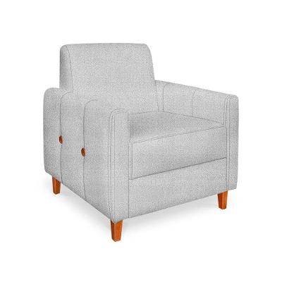 Poltrona Zoe Linho Pés De Madeira - Pallazio Cor Cinza