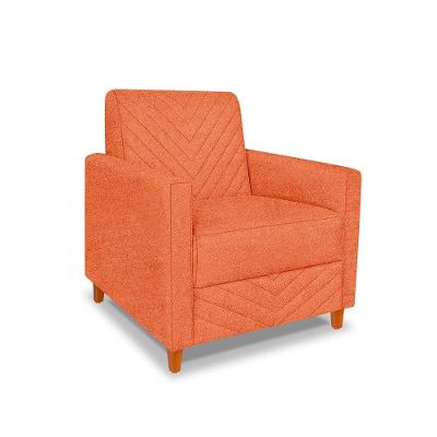 Poltrona Camila Bouclê Terracota Pés De Madeira - Pallazio