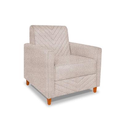 Poltrona Camila Linho Dourado Pés De Madeira - Pallazio