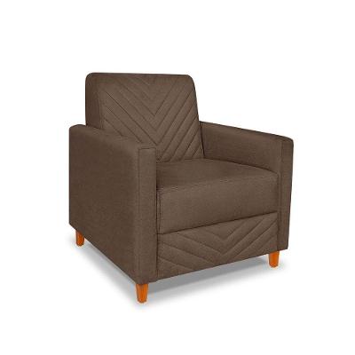 Poltrona Camila Veludo Pés De Madeira - Pallazio Cor Marrom