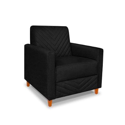 Poltrona Camila Veludo Pés De Madeira - Pallazio Cor Preto